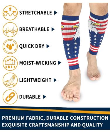 Buenwaz Patriotic Calf Compression Sleeve for Men - Eagle Design, 20-30mmHg Support for Varicose Veins, Shin Splints, and Leg Pain - Size L/XL - Buy Online on GoSupps.com