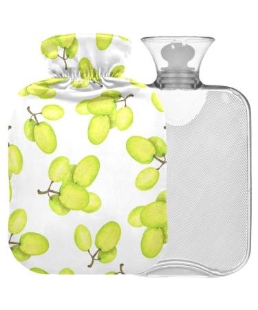 NAANLE heat bottle with watercolor grapes with reference transparent hot water bottle 1 l for bed hand feet warmer pain relief heat and cold therapy