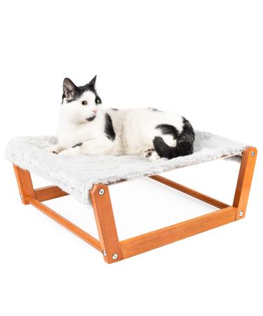 HullPetshop Cat Hammock - and Dog Bed , Elevated Pet Furniture Gift for Your Small, Medium, Large Size Easy to Assemble | Wood Construction hammocks Indoor Cats Grey, mink HullPetshop01