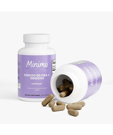 Minimo Nutrition Ginkgo Biloba + Ginseng 3rd Party Certified Supports Circulation Memory Cognitive Function 60 Capsules - Buy Online on GoSupps.com