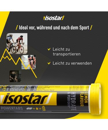 Isostar Hydrate & Perform Powertabs - Lemon Flavour Effervescent Tablets for Isotonic Drinks - 10 Tablets - Boost Hydration & Performance - Buy Online on GoSupps.com