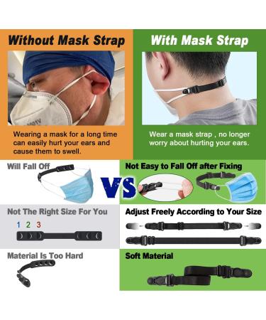 Mask Extender Strap Set (12PCS) - Ear Savers for Face Masks - Black Ear Protectors for Adults, Women, Men, Kids - Buy Online on GoSupps.com