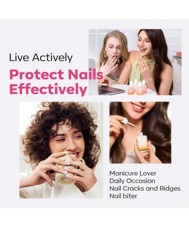 Modelones 15ml 8-in-One Nail Ridge Filler Strengthener Base Coat Nail Polish Repair Nail Growth Treatment for Thin and Damaged Nails Pink - Buy Online on GoSupps.com