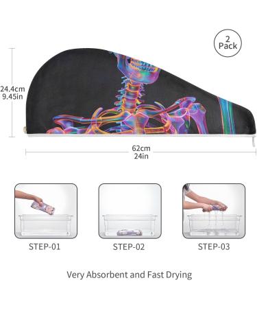 Skull Wave Hand Hair Towel 2 Pack - Super Absorbent Quick Dry Hair Turbans for Women & Girls - Buy Online on GoSupps.com