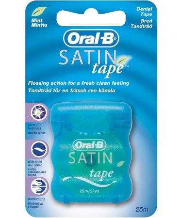 Oral-B Satin Dental Floss 25m - Plaque Remover for Teeth Comfort Grip Mint Fresh Clean Feeling - Buy Online on GoSupps.com