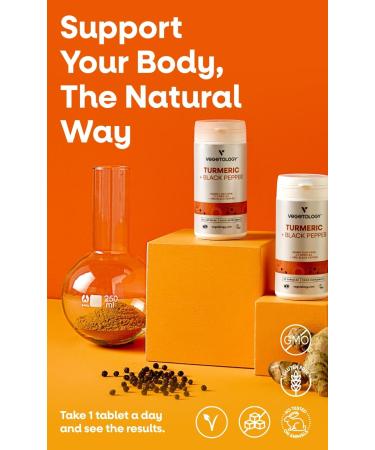 VEGETOLOGY Vegan Turmeric & Black Pepper Capsules (60 Capsules) Tumeric Supplements Capsules 1 a Day Supplements for Adults and Children - Buy Online on GoSupps.com
