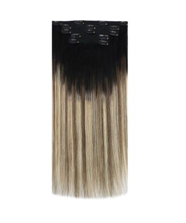 Affordable Moresoo Clip-In Real Hair Extensions - Black to Brown & Medium Blonde - 30cm 7PCs 80g - Buy Online on GoSupps.com