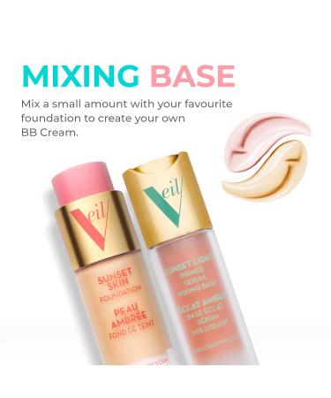 Veil Cosmetics Sunset Skin Liquid Foundation + Sunset Light Primer Set | Buildable Coverage Lightweight & Brightening | Vegan | Water-Resistant - Buy Online on GoSupps.com