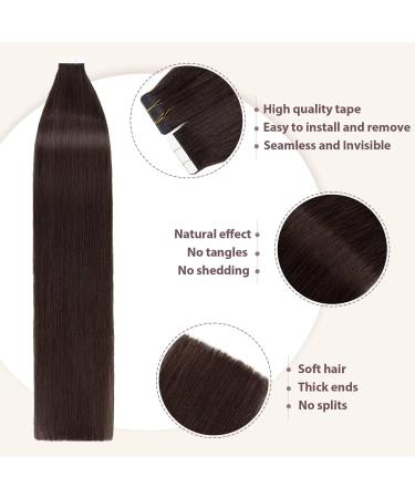 Tess Tape Extensions Real Hair #2 Dark Brown 60 cm - 20 Pack Remy Adhesive Tape In Hair Extensions - Buy Online on GoSupps.com