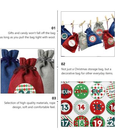 KONTONTY 1 Set Christmas Bag Candy Bags Christmas Advent Calendar Storage Pouch Drawstring Storage Bags - Buy Online on GoSupps.com