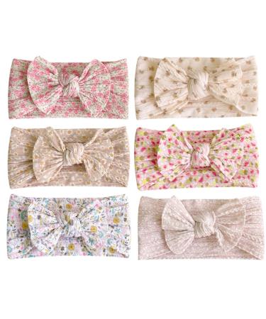 Great Elasticity 6PCS Baby Hairbands For Girl Newborn Nylon Floral Printed Headbands Very Stretchy Snow White Hair Band