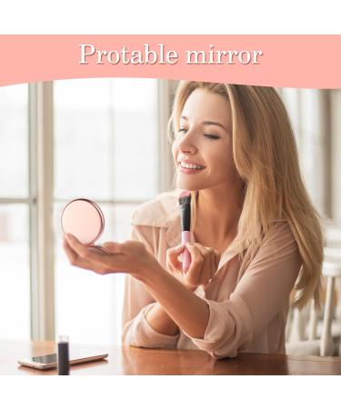 YUXIANLB Compact Mirror for Purse Double-Sided 1X/2X Magnifying Metal Travel Makeup Mirrors Portable Folding Mini Pocket Makeup Mirror for Purse Handbag (Round Rose Gold) Pink - Buy Online on GoSupps.com