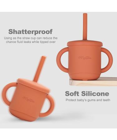 Mengdababy Sippy Cup for Toddler | 3-in-1 Silicone Straw Cup | 7oz Copper Coin Red | BPA Free | Dishwasher & Microwave Safe - Buy Online on GoSupps.com