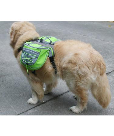 XIAOYU Dog Backpack | Adjustable Saddle Bag Harness Carrier for Travel Hiking & Camping - Green MM Green - Buy Online on GoSupps.com