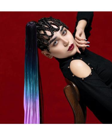 Coloured Hair Extensions 25In Three Color Gradient Ponytail Extensions with Hair Tie 100G Mermaid Ponytail Braiding Hair for Women Girls to Weave Diy Wigs Crazy Hair Day for Kids - Buy Online on GoSupps.com