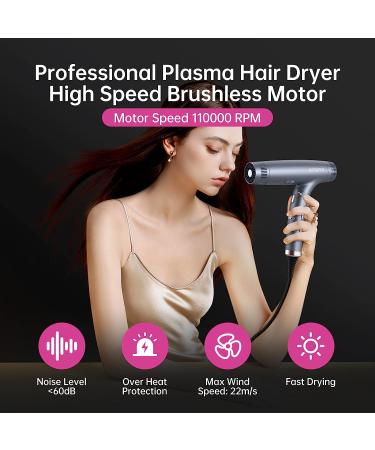 Arsupen Professional Hair Dryer - Powerful Brushless Motor, Lightweight Foldable Design, Dual Ionic Technology for Fast Drying - 12 Modes, Super Quiet, Magnetic Nozzle - Perfect for Travel, Salon, Home - Black - Buy Online on GoSupps.com