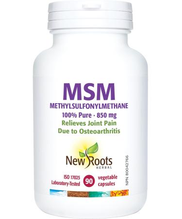 New Roots Herbal - MSM 850 mg 90 Capsules - Organic Methylsulfonylmethane - Premium Joint Supplement for Joint Pain Relief - MSM Supplement for Hair Skin Nails & Overall Wellness 90 count (Pack of 1)