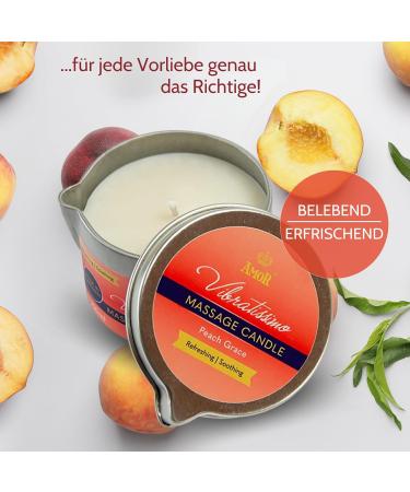 Vibratissimo Peach Grace Massage Candle 100ml | Natural Relaxation Candle with Coconut Oil | Ideal for Sensitive Skin | Aromatic Peach Fragrance - Buy Online on GoSupps.com