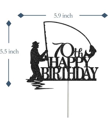 Tenhaisi Black Glitter Happy 70th Birthday Cake Topper 70th Birthday Party Decorations Fishing Cake Topper Fisherman 70th Birthday Party Supplies (FH70B-BK) - Buy Online on GoSupps.com