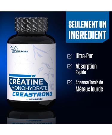 Creastrong 100% Pure Creatine Monohydrate Registered Trademark by Vitastrong Creatine Tablets Premium Quality High Dose Creatine Monohydrate - Buy Online on GoSupps.com