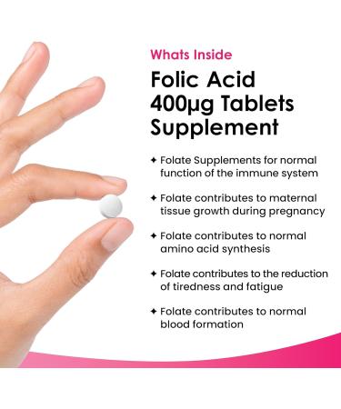Folic Acid 400mcg - High Strength Pregnancy Vitamins - Vegan Supplements - 120 Tablets for Women - Buy Online on GoSupps.com
