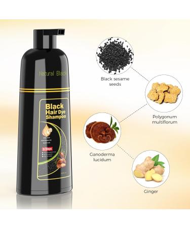 Black Hair Dye Shampoo 3 in 1 | 100% Gray Hair Coverage | Herbal Ingredients | 500ml for Men & Women - Buy Online on GoSupps.com