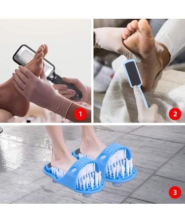 Foot Scrubber Set - 2 Floor Cleaners & 3 Colossal Feet Files for Dead Skin Removal | Shower Foot Care Kit - Buy Online on GoSupps.com