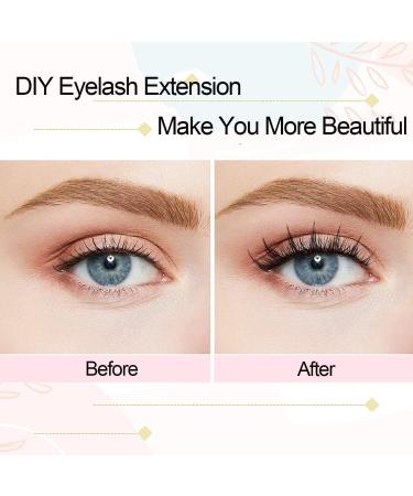 Cluster Eyelash Extensions Kit - 144Pcs D Curl Mix 9-15mm Spire Wheat Wide Stem Lashes - DIY Individual Lashes at Home - Includes Lash Bond, Seal & Applicator - Natural False Eyelashes - Spire Wheat Kit - Buy Online on GoSupps.com