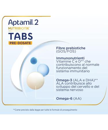  Aptamil APTAMIL NUTRIBIOTIK TABS 2 PRE-DOSATE - Follow-on Milk in Pre-Dosed Tabs - From 6 months at 12 C - Box of 21 sachets (105 tabs per sachet) - Buy Online on GoSupps.com