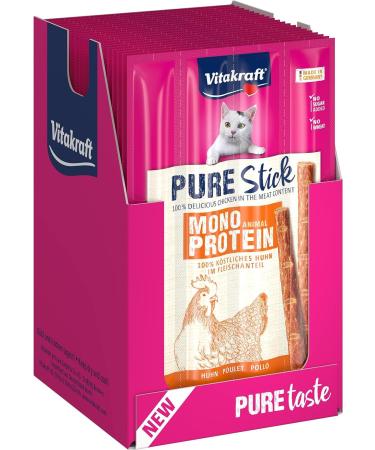Vitakraft Pure Stick meat sticks with chicken meat cat snack also suitable for nutritionally sensitive animals (20x 4 pieces) Chicken