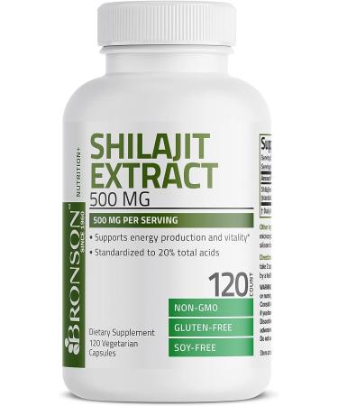 Bronson Shilajit Extract 500mg - Energy & Vitality Support - 20% Total Acids - Non-GMO - 120 Vegetarian Capsules - Buy Online on GoSupps.com
