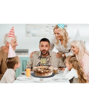 Sotpot 1 Pack 18th Cake Topper Black&Gold Glitter 18th Birthday Cake Decorations Happy 18th Cake Toppers for Boys Girls Birthday Themed Party Supplies 18th birthday cake topper - Buy Online on GoSupps.com