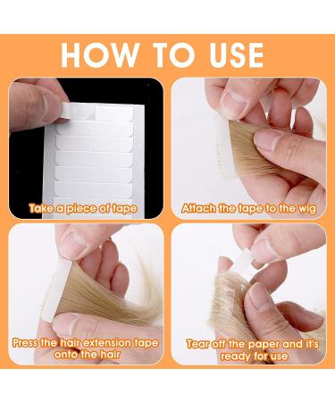 Hair Extension Tape Tabs 144PCS - Double Sided Adhesive Tapes for Human Hair Weft - Waterproof Wig Tape (White) - Buy Online on GoSupps.com