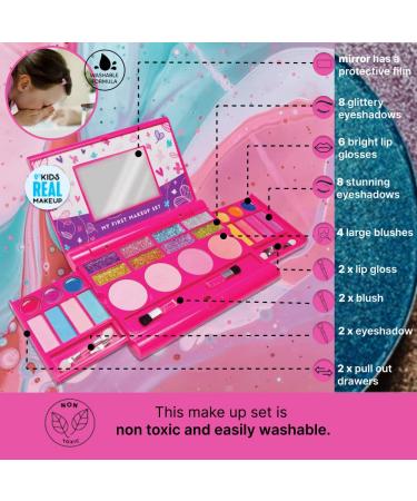 My First Makeup Set for Young Girls | Kids Makeup Kit | Foldable Palette & Mirror | Pink Toddler Makeup Gift - Buy Online on GoSupps.com