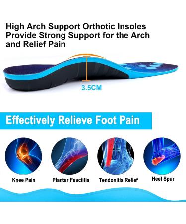 Plantar Fasciitis Arch Support Insoles - Men & Women, Flat Feet Orthotic Inserts for Arch Pain Relief - Shock Absorbing, High Arch Design (S: Men's 7-8, 220+ lbs) - Buy Online on GoSupps.com