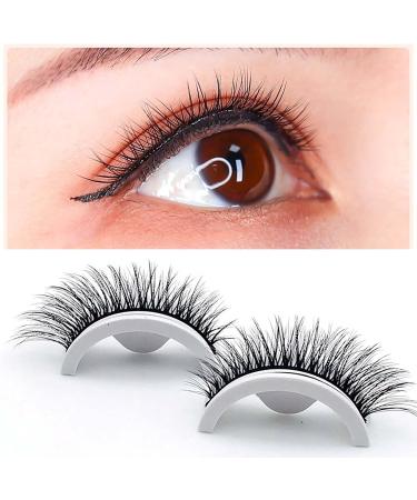 Dinghaole False Eyelashes Natural - 1 Pair Wispy Eyelashes Reusable 3D Lashes. Self Adhesive & Waterproof. No Glue or Eyeliner Needed. - Buy Online on GoSupps.com