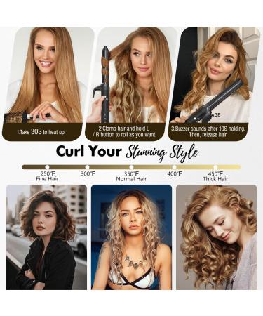 Rotating Curling Iron 1 Inch | Automatic Professional Curler for Beach Waves & Instant Heat | Ideal for Short & Long Hair - Black - Buy Online on GoSupps.com