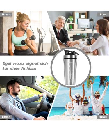 Premium 960ml Stainless Steel Protein Shaker - BPA Free Leak-Proof Clump-Free Silver Water Bottle with Scale - Buy Online on GoSupps.com