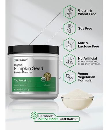 Organic Pumpkin Seed Protein Powder 16 oz | Vegetarian, Gluten Free, Non-GMO | Keto & Paleo Supplement | 15g Protein | Horbaach - Buy Online on GoSupps.com