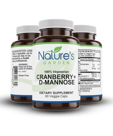 NATURE'S GARDEN ESSENTIALS Cranberry + D-Mannose - 60 Veggie Caps - 1000mg D Mannose with Cranberry Concentrate Plus Vitamin C - Buy Online on GoSupps.com