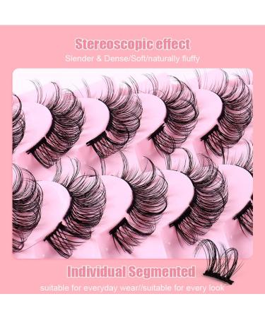 AMSDCN 10 Pairs Natural Cluster D Curly Lashes Multipack | DIY Wispy False Eyelashes | Individual 3D Mink Strips Extensions - Buy Online on GoSupps.com