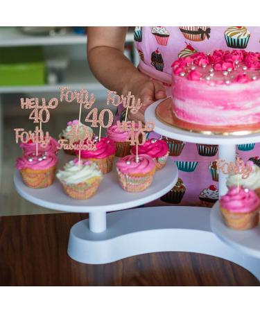 Gyufise 24 Pack Glitter 40th Birthday Cupcake Toppers - Hello 40 Forty Cake Decorations - 40 & Fabulous Picks - Rose Gold RG 40 - Buy Online on GoSupps.com