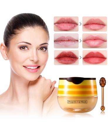 LSxia 1 PCS Bee Balm Honey Lip Mask  Reduces Lip Lines  Hydrate & Moisturizing Lip Care  Prevention Dry Cracked Lips  Propolis Lip Mask Lip Balm for Lip Repair Treatment Nourishes the Lip Skin Honey (1PCS)