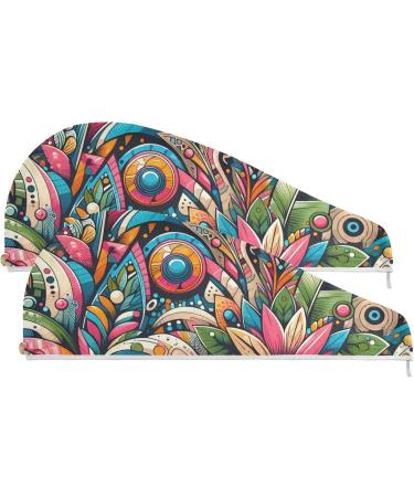 Super Absorbent Floral Hair Towel Set - Quick Drying Turbans for Women & Girls | 2 Pack - Buy Online on GoSupps.com