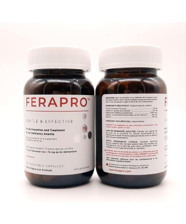 FERAPRO 75MG 100 CAPS | Vegan Iron Supplement | With Vitamin C 175mg Methylcobalamin 1000mcg 5-MTHF 80mcg and Glycine 100mg - Buy Online on GoSupps.com