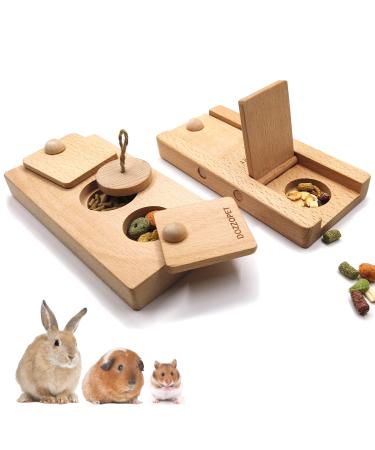 DOZZOPET Wooden Enrichment Foraging Toy for Small Pet,Interactive Hide Treats Puzzle Snuffle Game,Mental Stimulation Toy for Hamster,Guinea Pig,Rabbit,Chinchilla