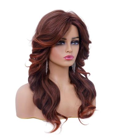Rugelyss Vintage Dark Brown Rednish Maroon Wig - Women's Synthetic Full Wig for 70s Cosplay Costume - Buy Online on GoSupps.com