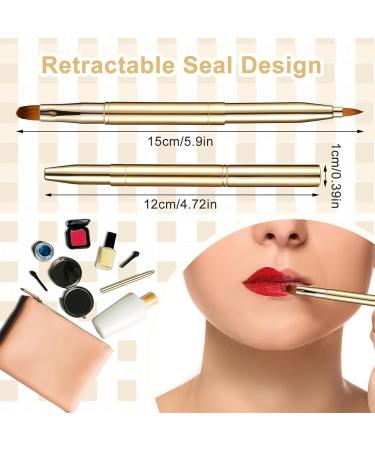 Simarro 2Pcs Retractable Lip Brush Set - Double-Ended Travel Makeup Tool for Lipstick & Lip Gloss in Gold+Black - Portable & Cover Included - Buy Online on GoSupps.com