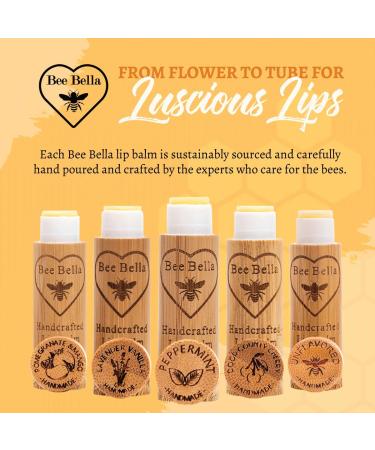 Bee Bella Peppermint Lip Balm (3 Pack) - Handmade in USA with Beeswax, Coconut Oil, Vitamin E & More for Soft, Smooth Lips - Long-Lasting Moisture - Buy Online on GoSupps.com