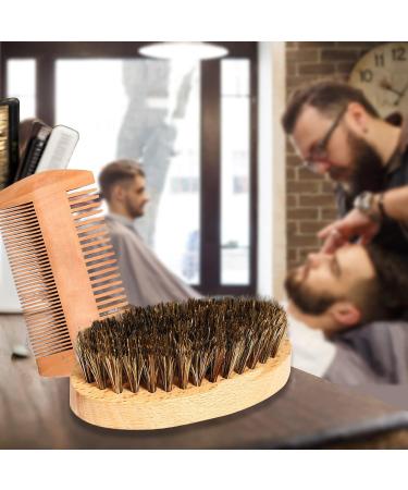 Men's Beard Brush Comb Set - 100% Boar Bristle, Wooden Portable Kit for Hair & Beard Grooming - Buy Online on GoSupps.com